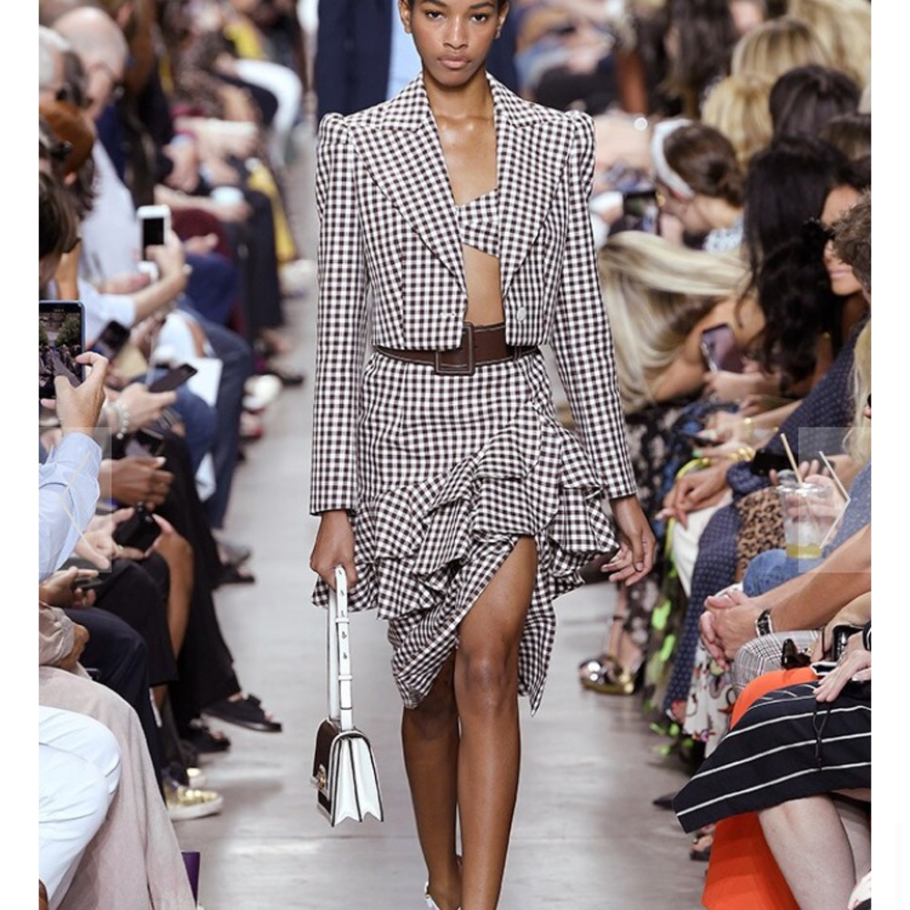 Michael Kors Collection Blue and White Checkered Pencil Skirt - Picture 11 of 11